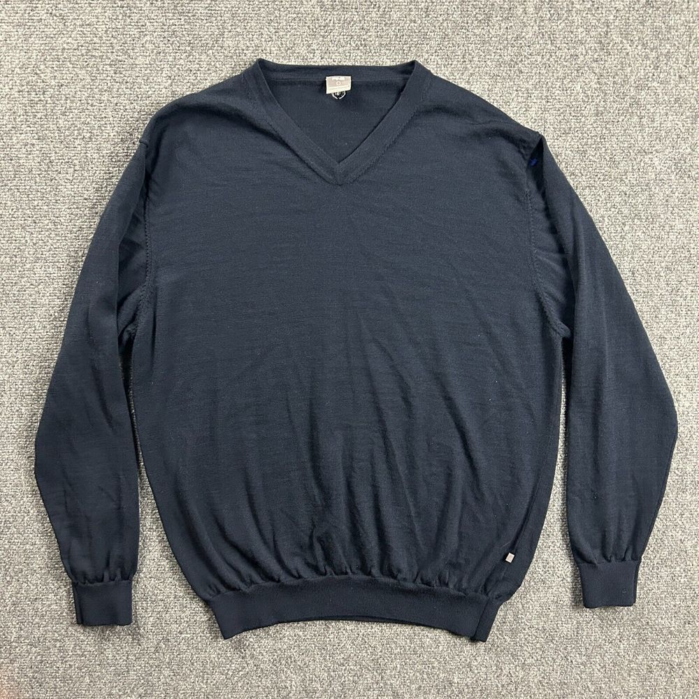 Ping‎ Sweater Mens XXL Blue V-Neck Knit Golf Casual Sensor Warm Merino Wool